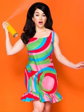 Unique Vintage BARBIE X Swirly -Q Retro 60s Dress